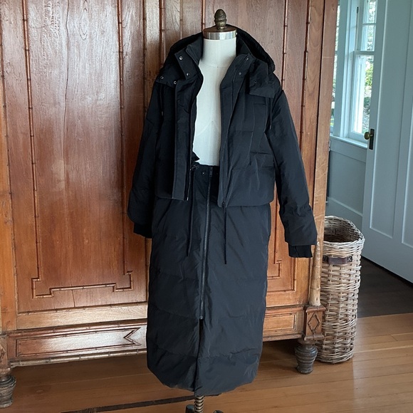 European Brand COS Black Completely Convertible Hooded Long Puffer Coat - Picture 2 of 12